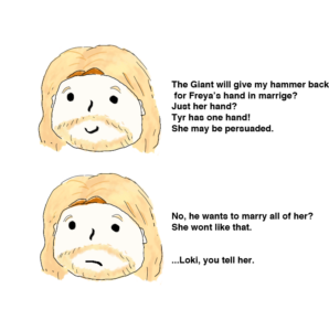 Thor shows he's not the sharpest tool in the shed. When you ask for someone's had in marriage, you're still marrying the whole person.