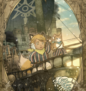 Our precious Kippa, the half-fox girl on the left. To the right is Ren, the Apprentice Nekomancer (and Cat)