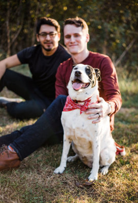 Mobius, husband, and dog