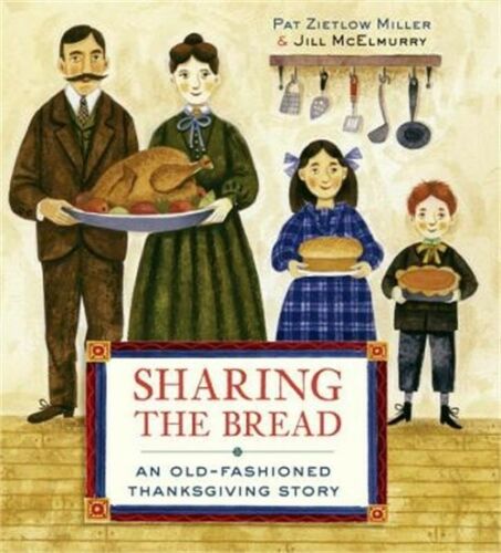 Cover Art of Sharing the Bread: Father,Mother,Daughter,Son standing & holding food