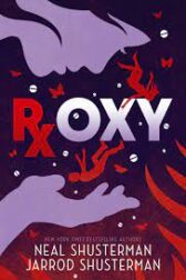 Cover of Book, Roxy (words spelled Rx Oxy) there's a figure falling and another, larger figure looming over them