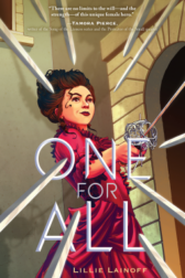 Brunette w/Sword outstretched, surrounded by the points of other swords