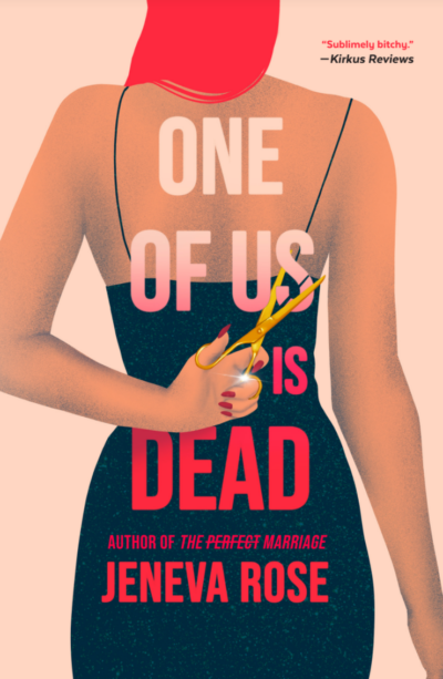 One of Us Is Dead book cover: a woman holding scissors behind her back