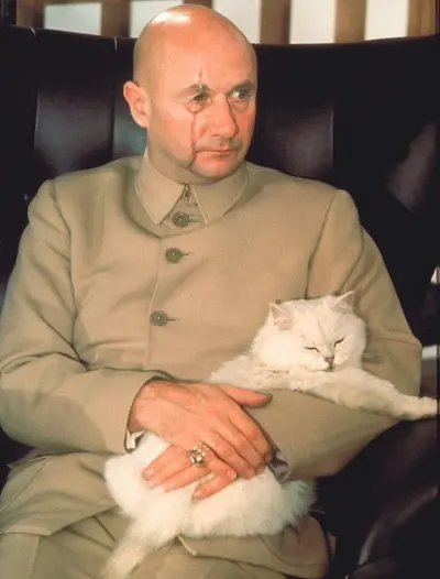 James Bond villain, Ernst Stavropol Blofeld with his iconic white cat.