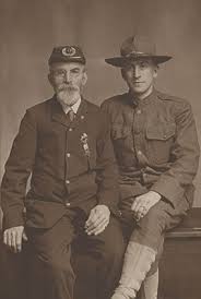 Black and white photo of old-time army vets