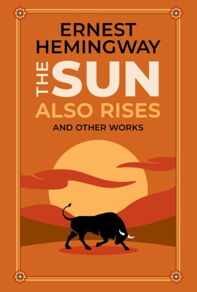 The Sun Also Rises cover, a bull against an orange sun