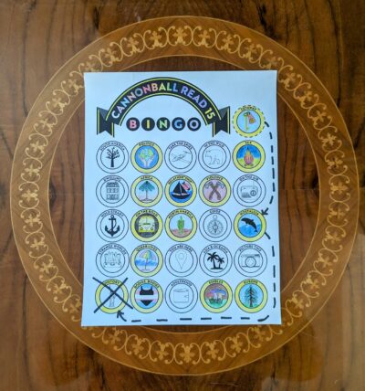 A book bingo card with two bingos.