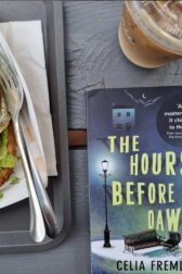 Book cover next to avocado toast and coffee