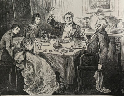 Bleak House illustration: Esther, Lawrence Bolton, Mr. Jarndyce, Ada, and ichard