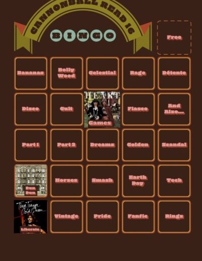 Carmelpie's bingo card showing the albums she is using for inspiration.