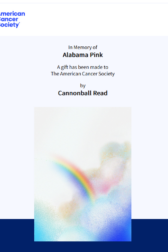 Thank you card from the American Cancer Society.