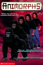 A Latino boy with long hair, wearing jeans and a long-sleeved t-shirt, transforms into a gorilla.