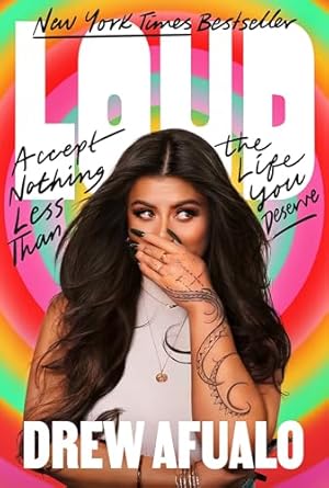 Cover, Loud, by Drew Afualo, Picture of Samoan woman,, hand covering her mouth, with colorful concentric circles behind her. 