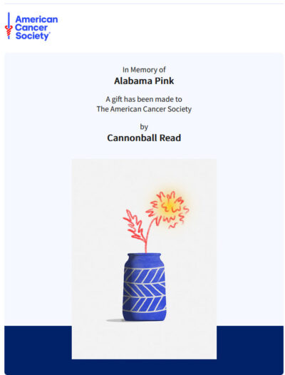 May 2025 Donation Card from American Cancer Society