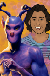 Fan art of Andrew Keegan as Ax from the Animorphs, transforming into his Andalite/Human forms.