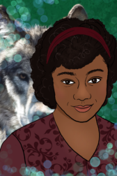 Fan art of Tatiana Ali as Cassie from the Animorphs, transforming into a wolf.