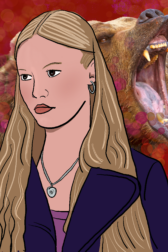 Fan art of Julia Stiles as Rachel from the Animorphs, transforming into a bear.