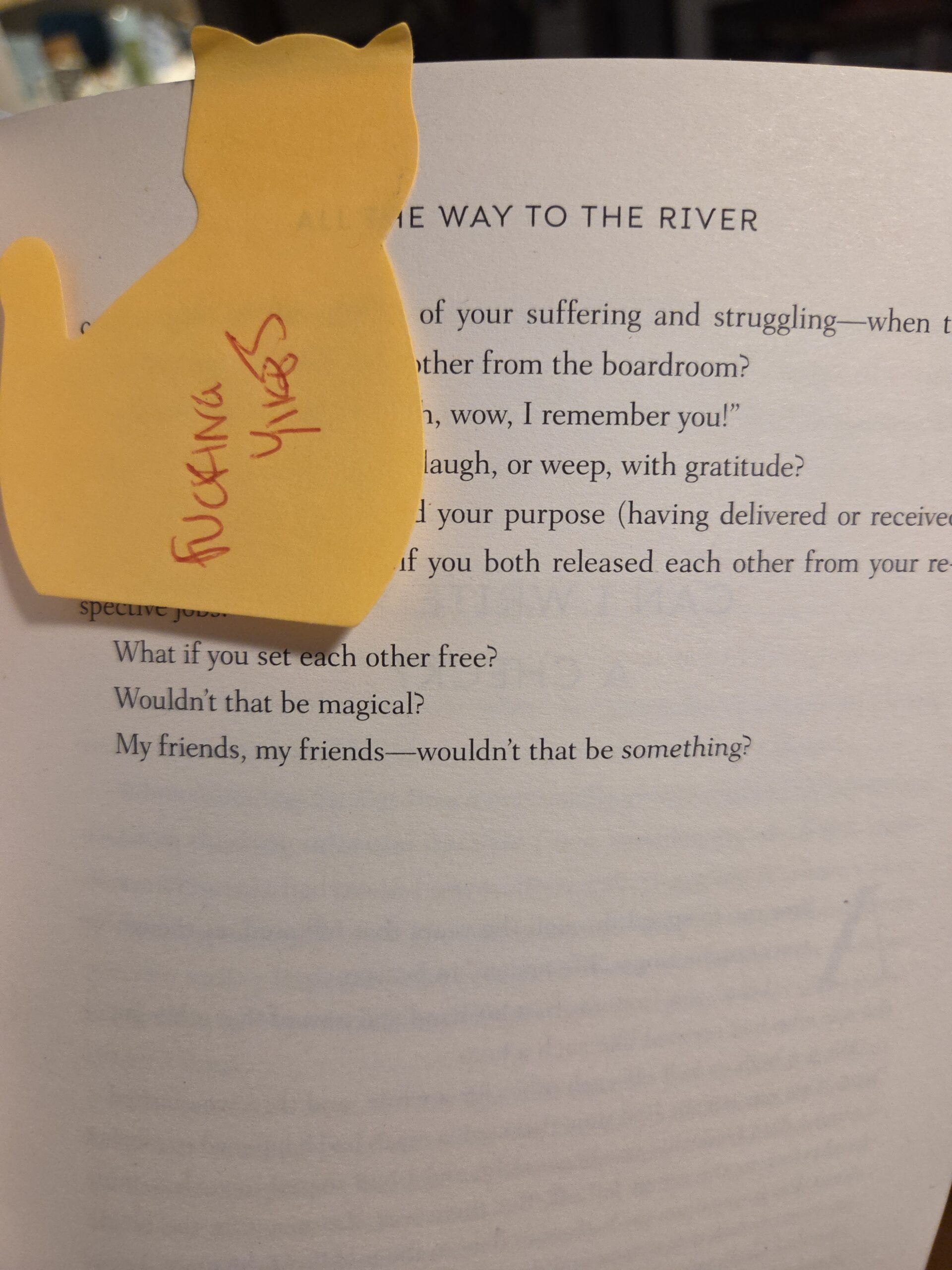 Text from the discussion of the 'Earth School' idea with a post it that says 'Fucking yikes'